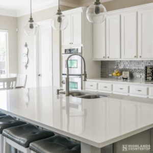 Stylish kitchen interior with durable quartz countertops
